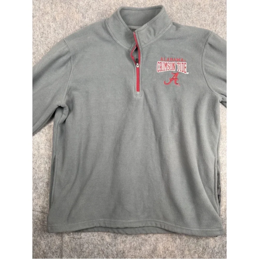 Knights Apparel Alabama Crimson Tide Sweater Mens L Gray Fleece 1/4 Zip Pullover